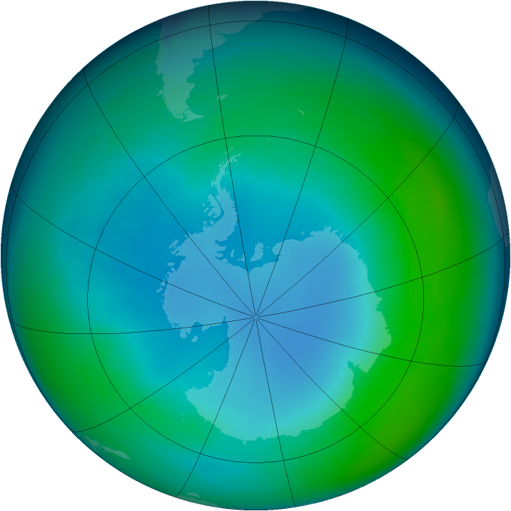 Antarctic ozone map for May 2002